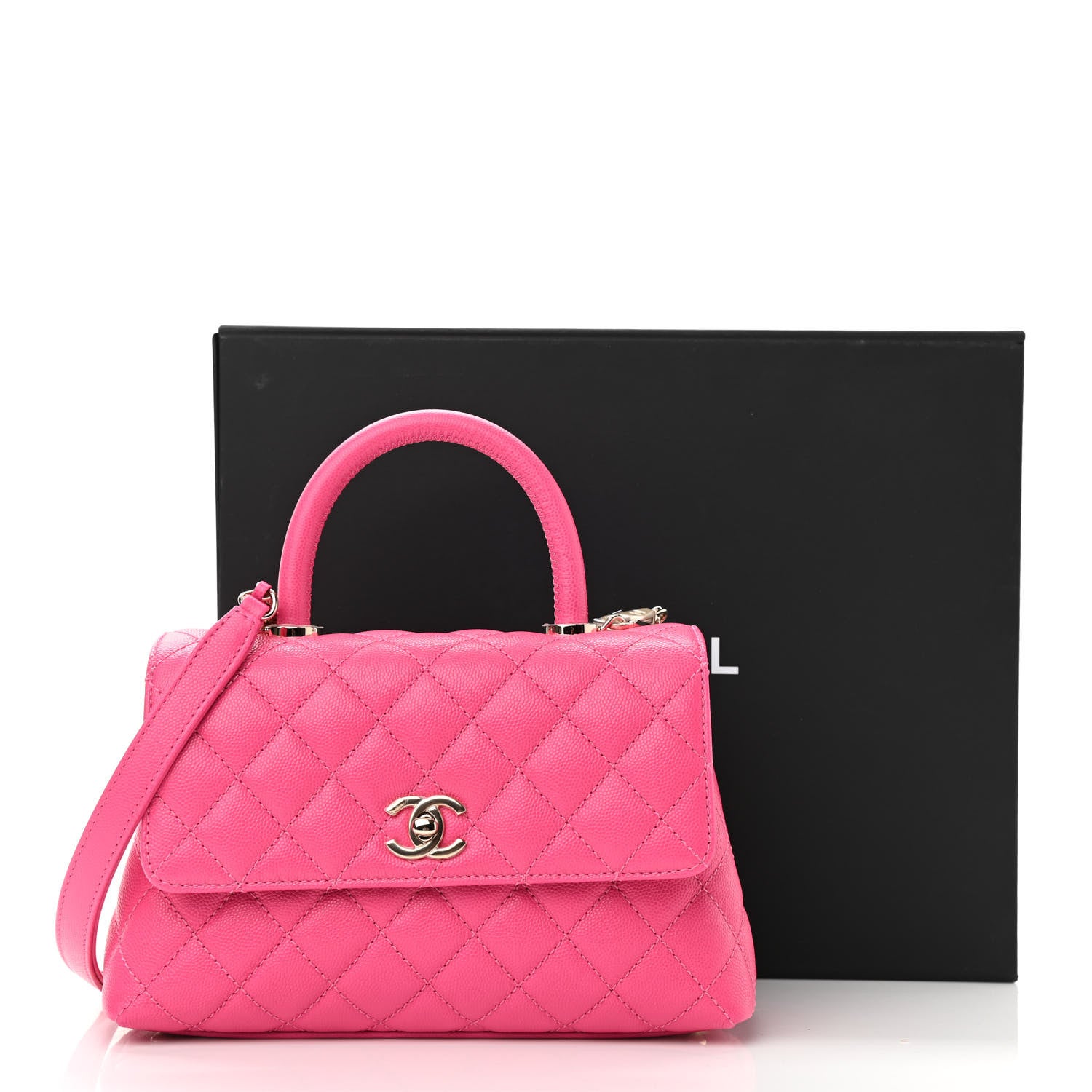 Chanel Caviar Quilted Mini Coco Handle Flap Rose 11 of 11