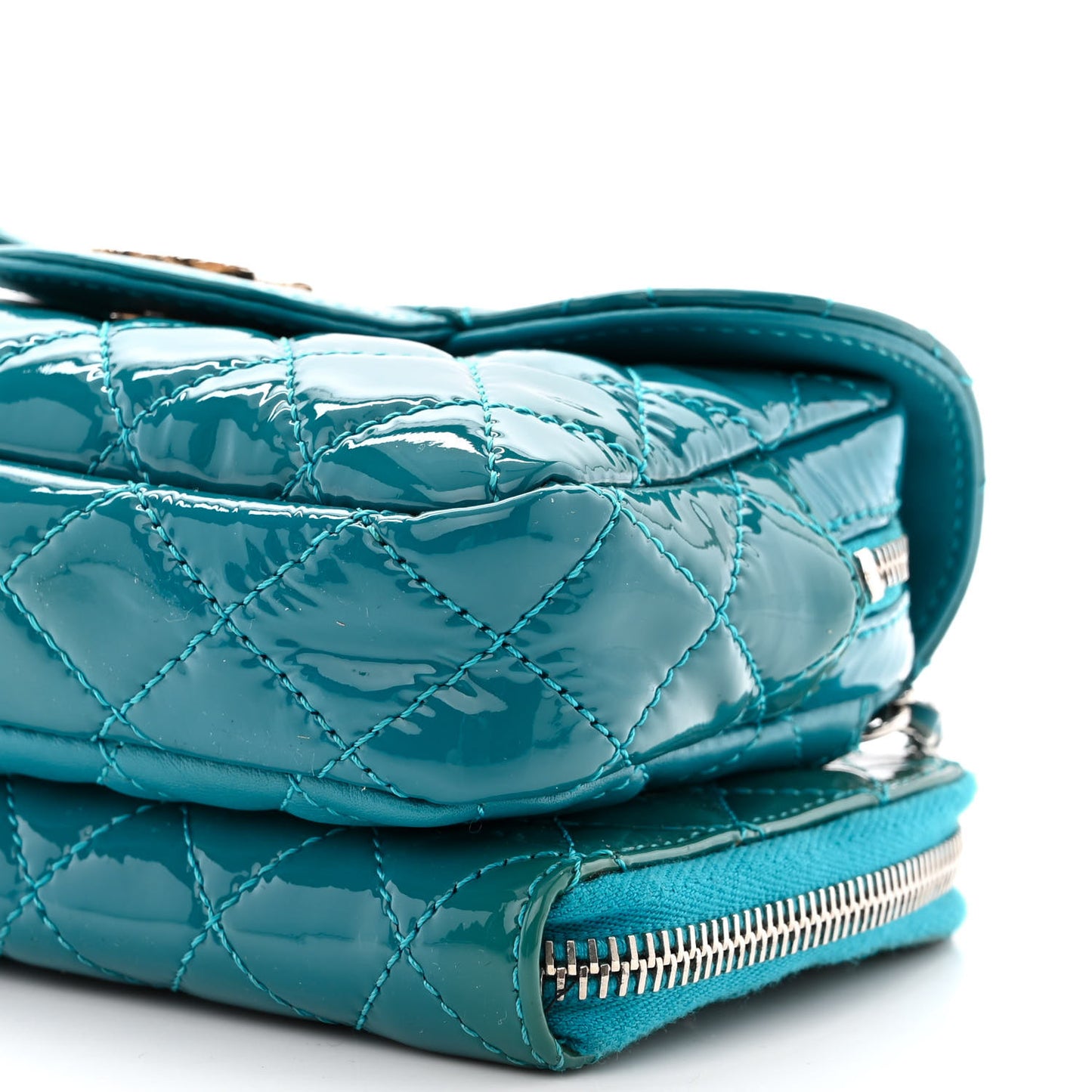 Patent Brilliant Mini Flap WOC Bag Blue