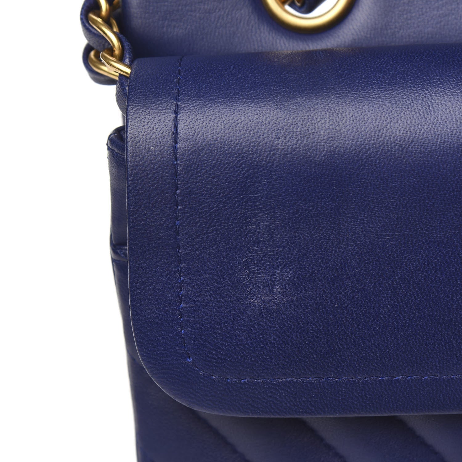Chanel Lambskin Chevron Quilted Medium Double Flap Blue 8 of 11