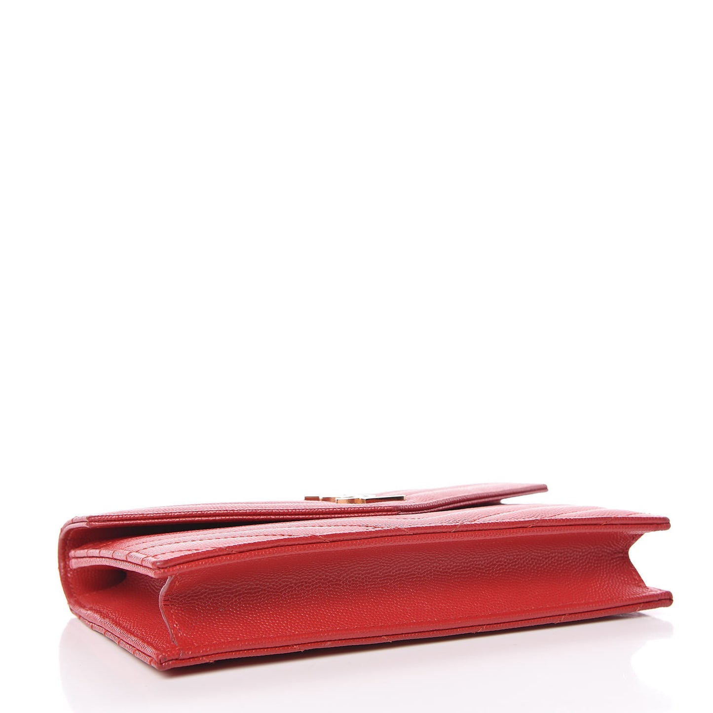Grain De Poudre Matelasse Chevron Monogram Envelope Chain Wallet New Red