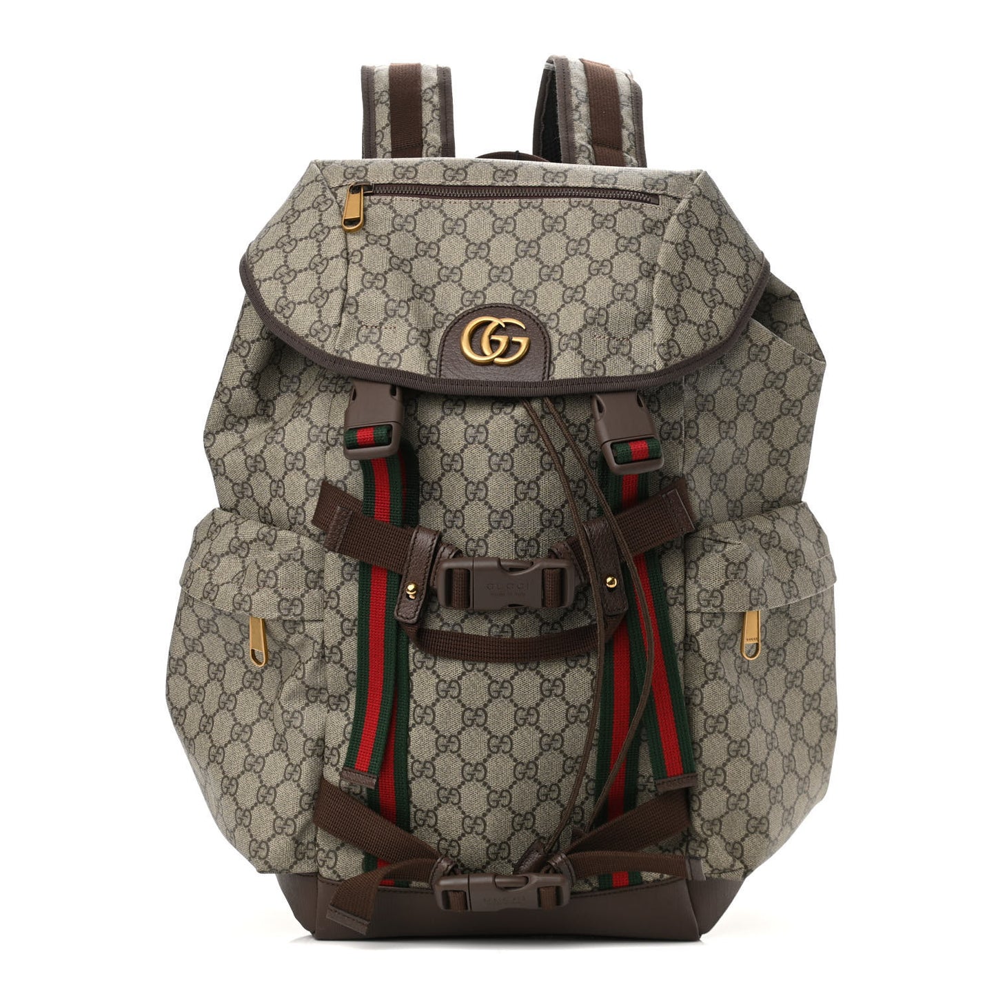 GG Supreme Monogram Web Skateboard Backpack Brown