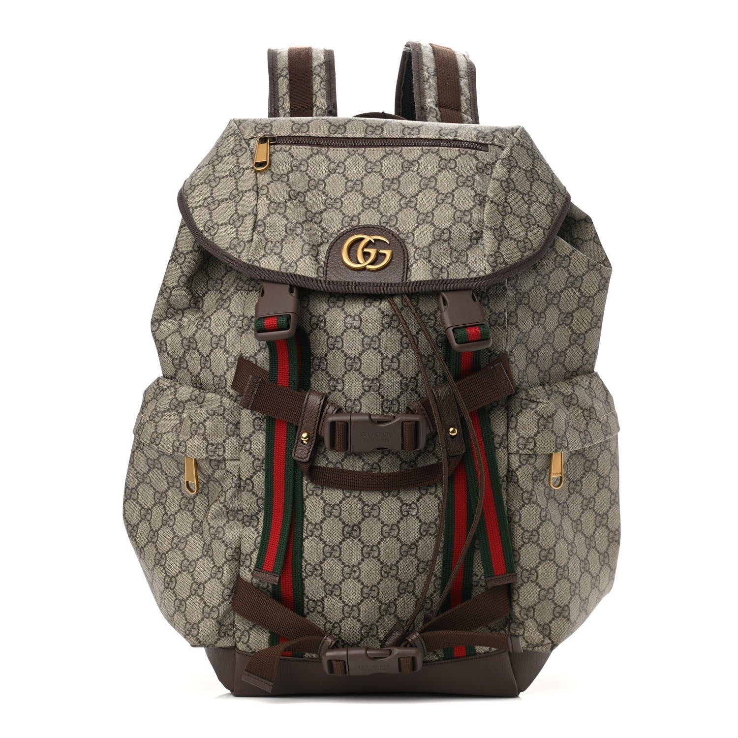 Gucci GG Supreme Monogram Web Skateboard Backpack Brown 1 of 10