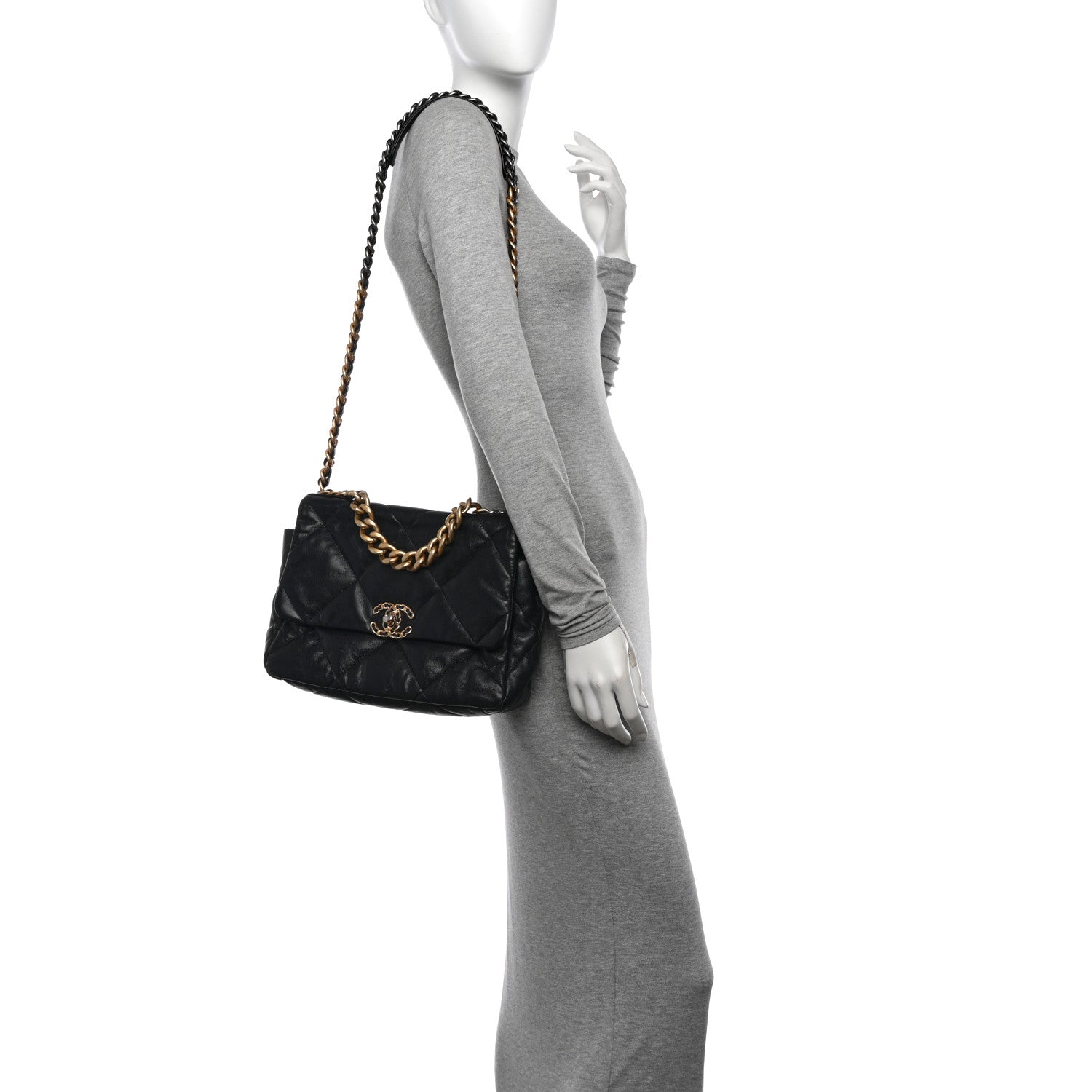 Chanel Lambskin Quilted Large Chanel 19 Flap Black 2 of 15