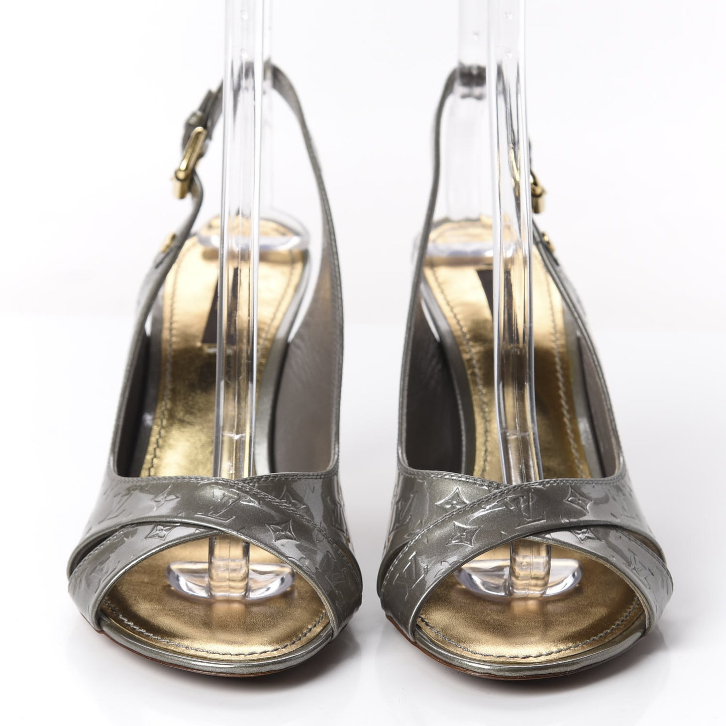 Vernis No Doubt Slingback Heels 39.5 Gris Art Deco