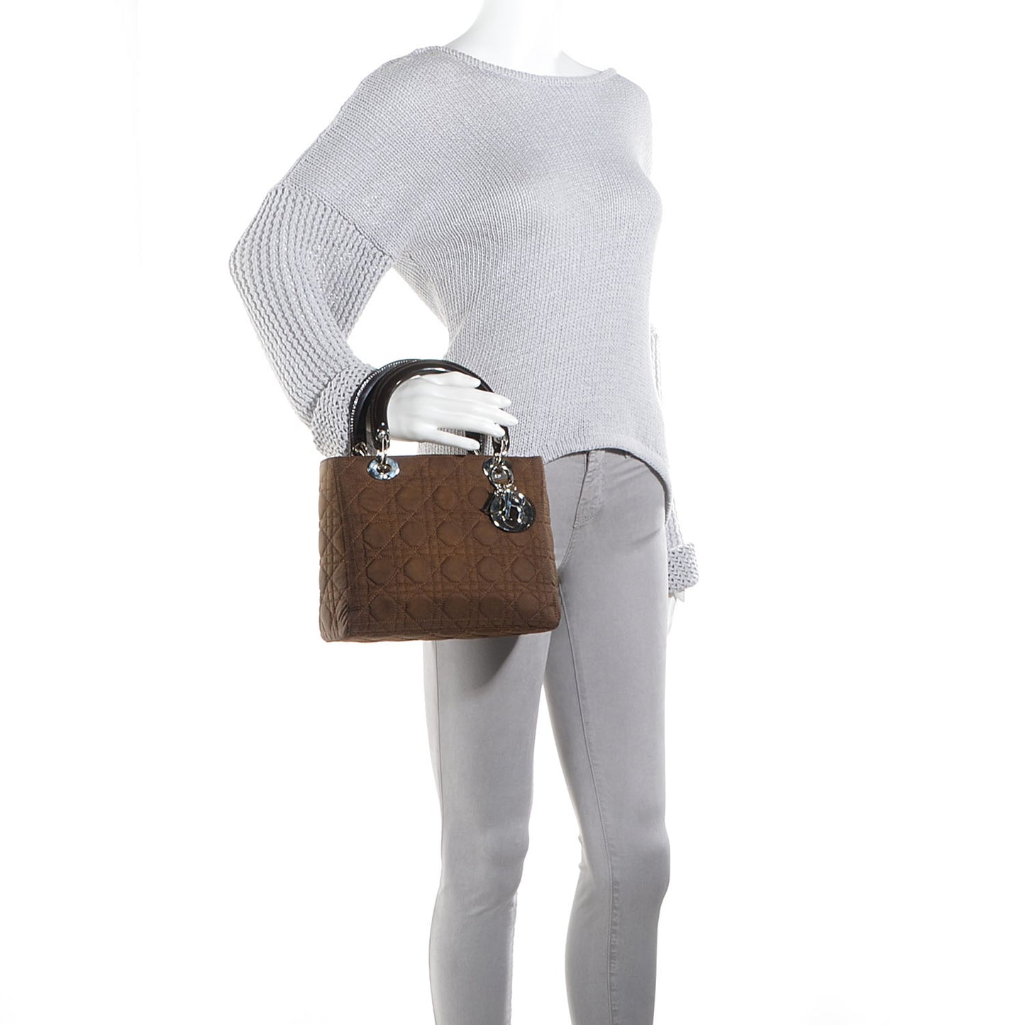 Nylon Cannage Medium Lady Dior Brown