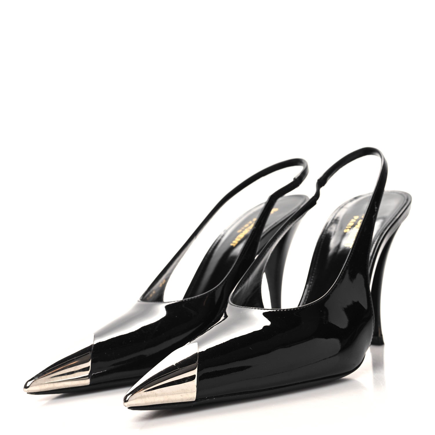 Saint Laurent SAINT LAURENT Patent Cap Toe Vesper Slingback Pumps 40 Black 4 of 9