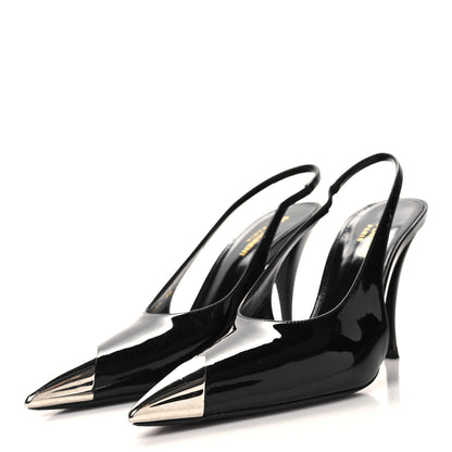 Saint Laurent SAINT LAURENT Patent Cap Toe Vesper Slingback Pumps 40 Black 4 of 9