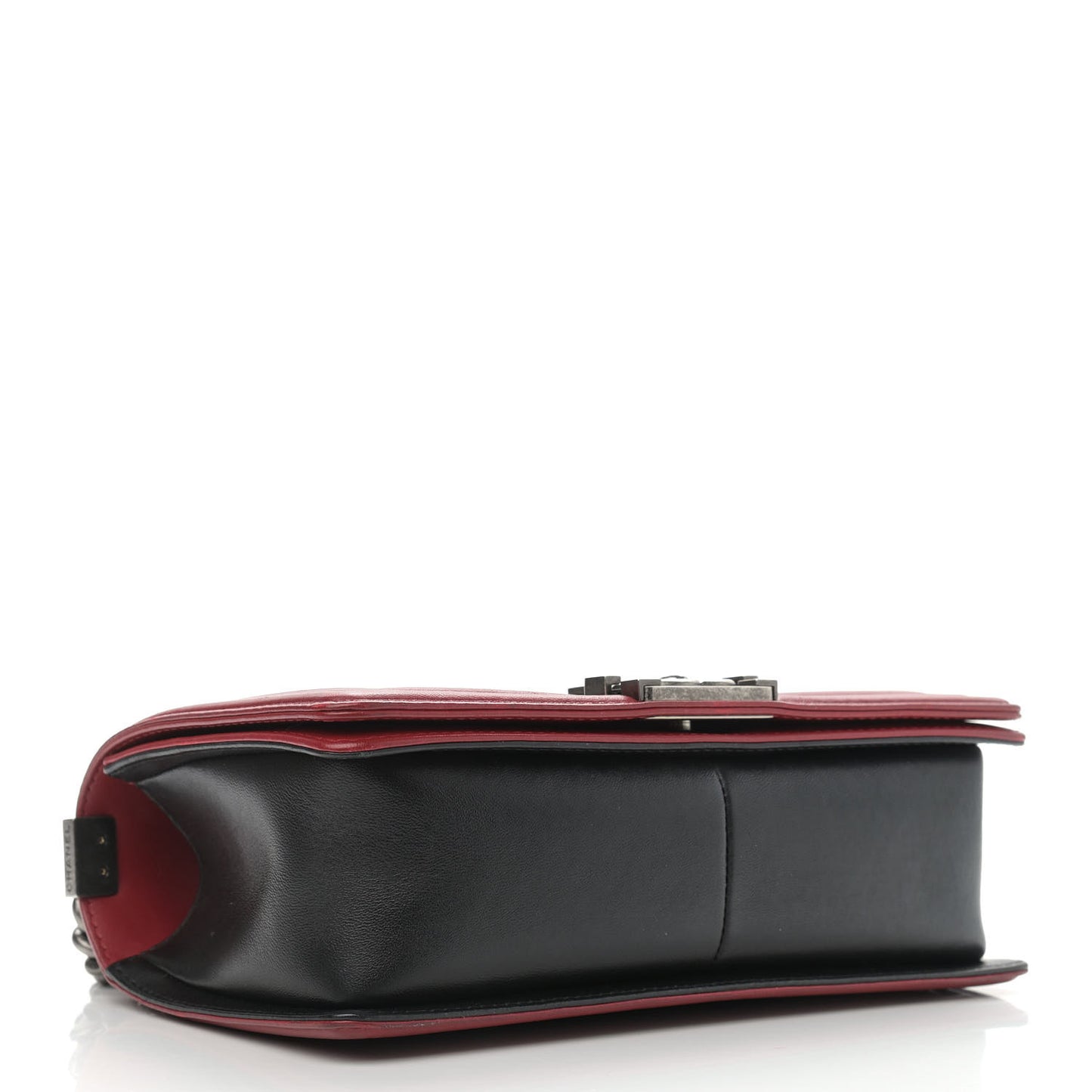 Lambskin Quilted Medium Boy Flap Black Red