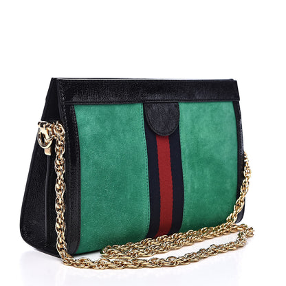 Gucci Suede Patent Web Small Ophidia Chain Shoulder Bag New Shamarock Black 3 of 11