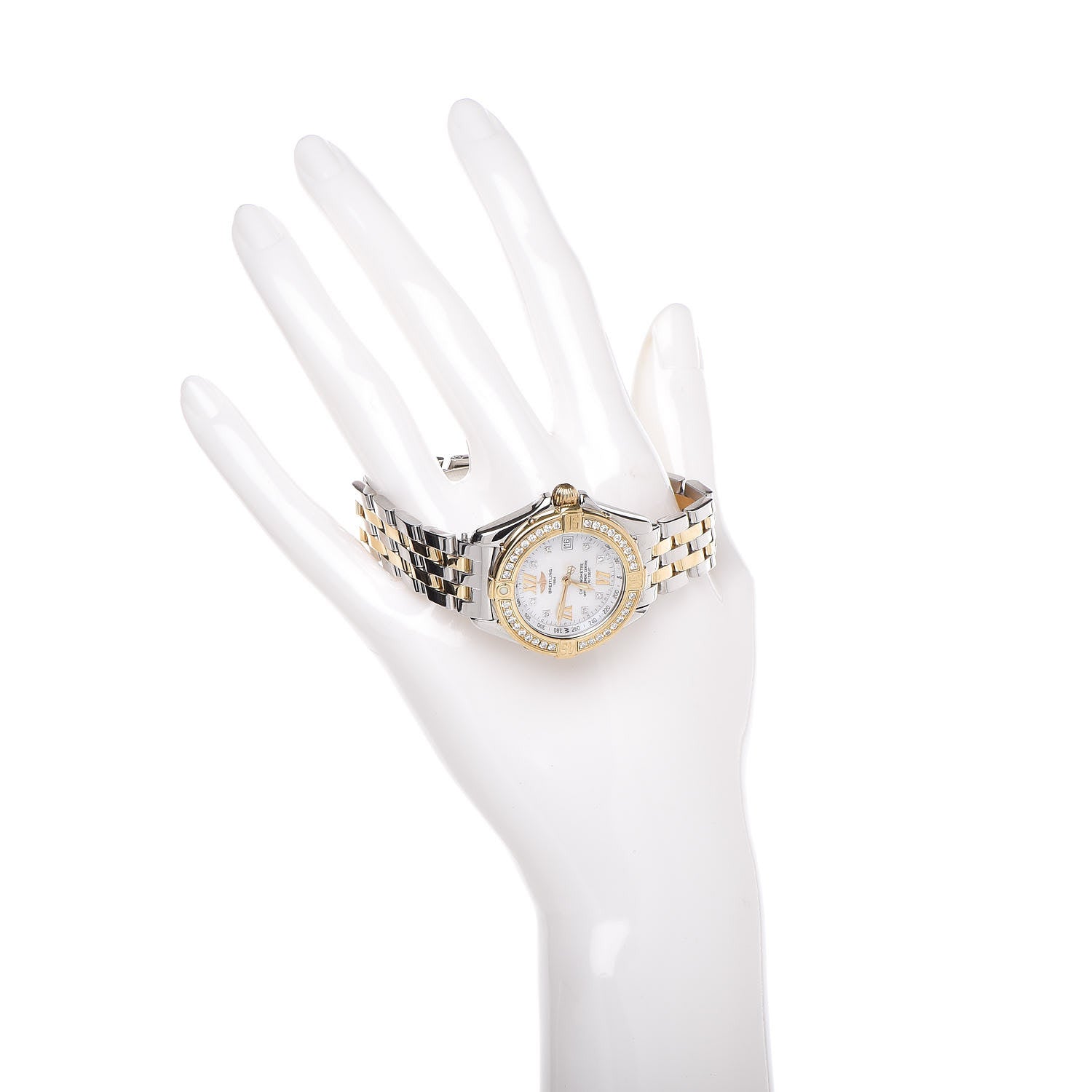 Breitling Stainless Steel 18K Yellow Gold Diamond Mother of Pearl 31mm Windrider Quartz Watch D71365 2 of 6