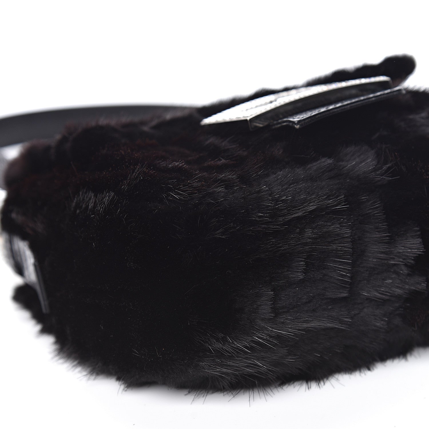 Fendi Rabbit Fur Crystal Baguette Black 9 of 10