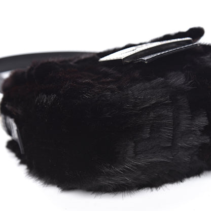 Fendi Rabbit Fur Crystal Baguette Black 9 of 10