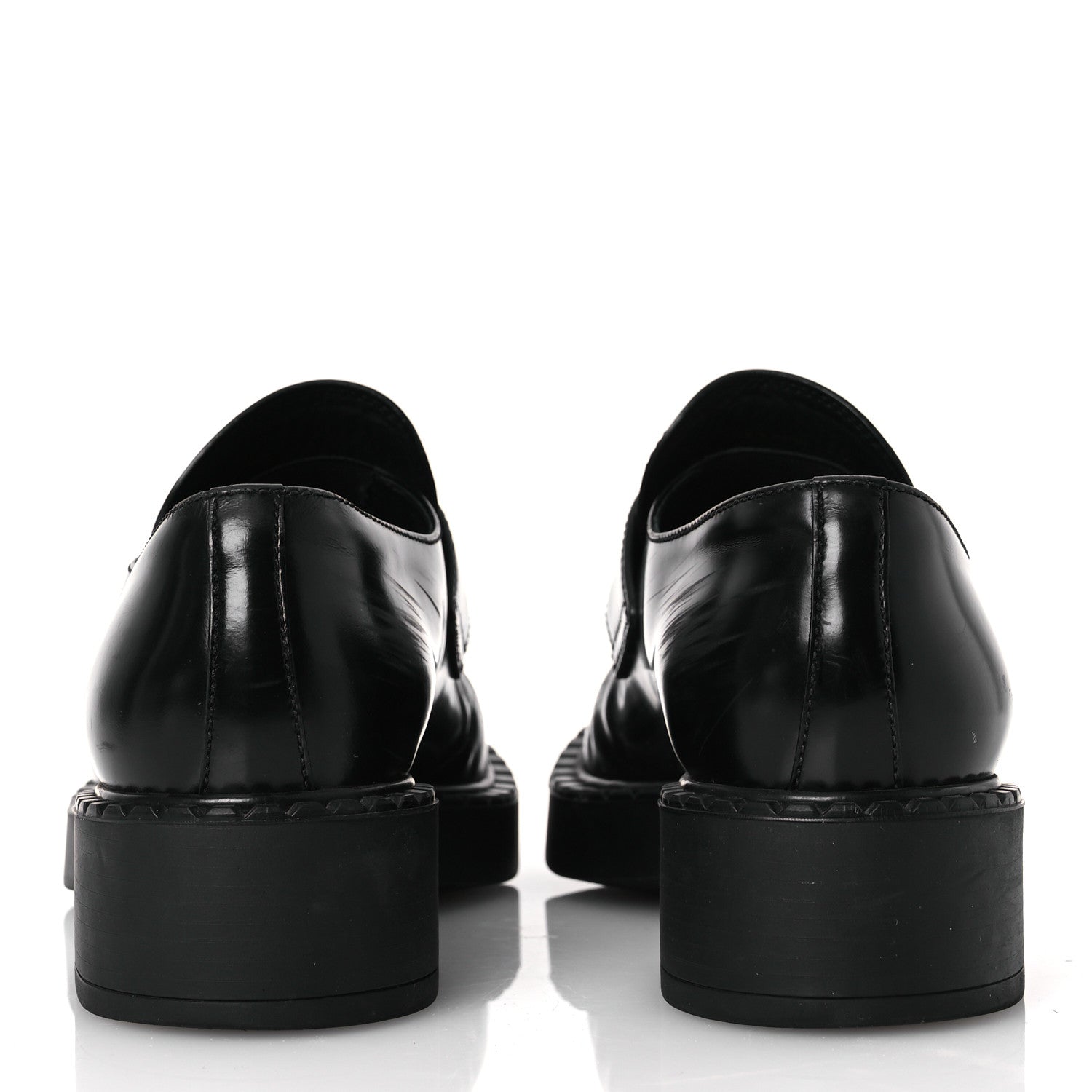 Prada Spazzolato Metal Triangle Logo 50mm Loafers 38 Black 6 of 15