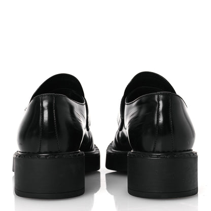 Prada Spazzolato Metal Triangle Logo 50mm Loafers 38 Black 6 of 15