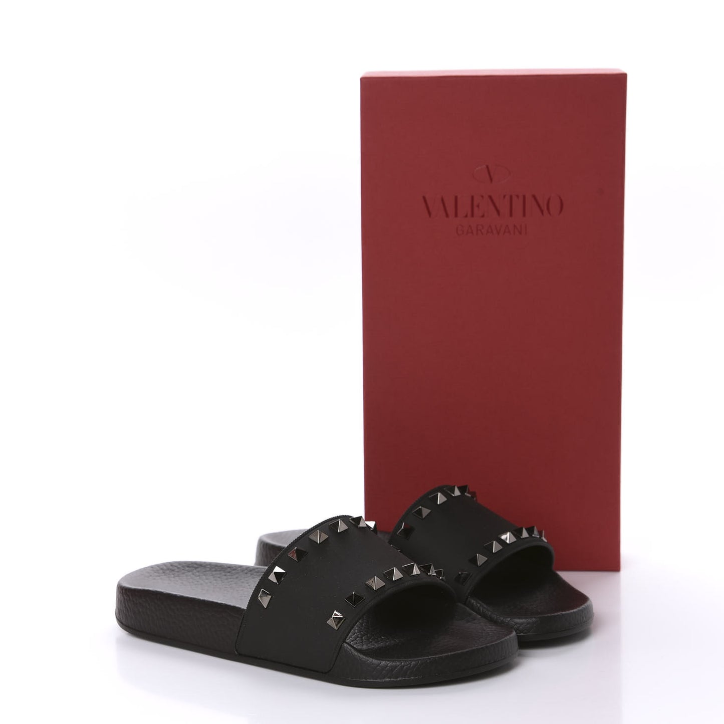 Rubber Rockstud Slide Sandals 36 Black