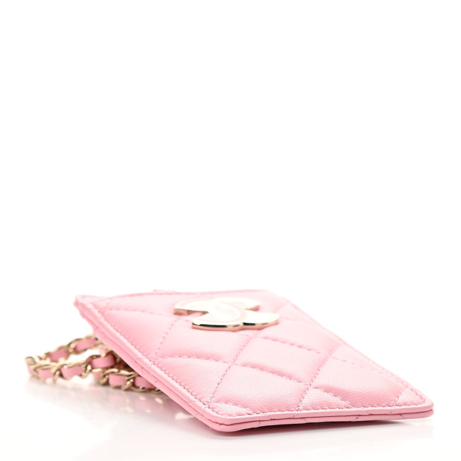 Chanel Lambskin Quilted Chanel Card Holder On Chain Pink 4 of 11
