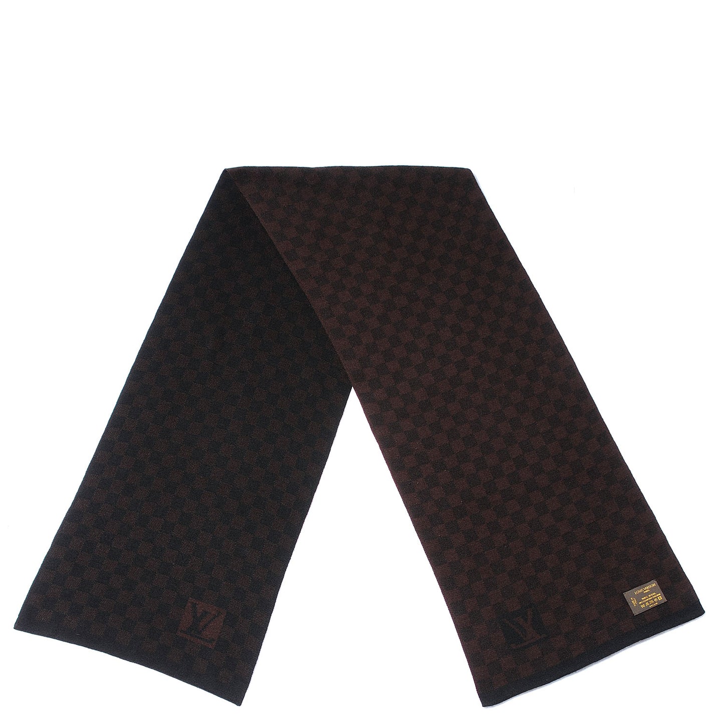 Wool Petit Damier Stole Scarf Brown