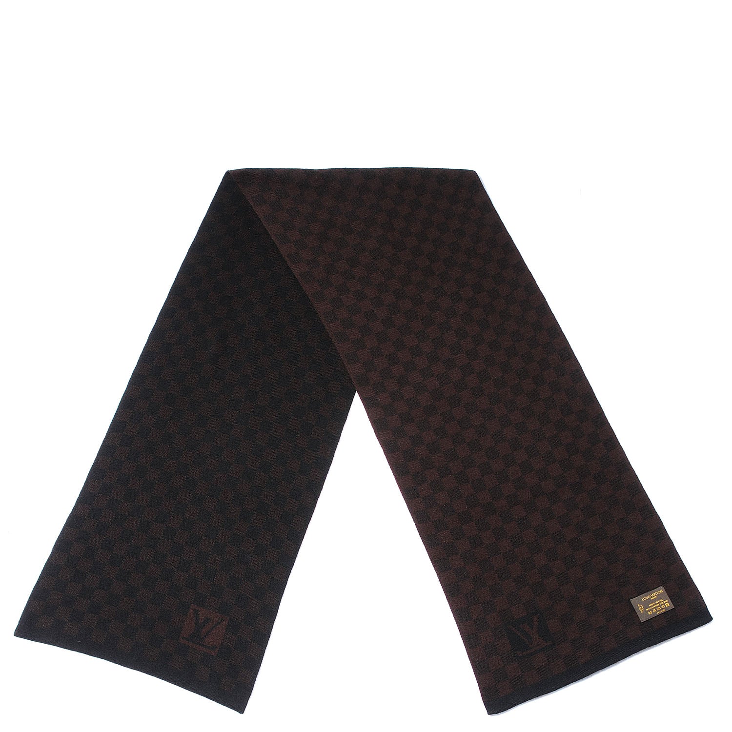 Louis Vuitton Wool Petit Damier Stole Scarf Brown 3 of 5