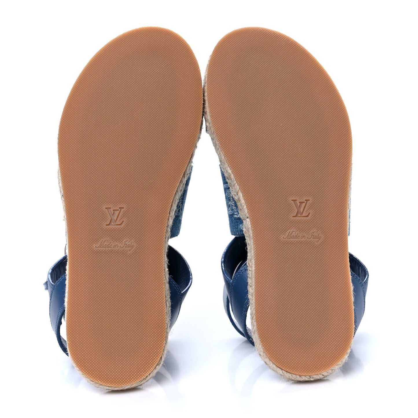 Monogram Denim Starboard Espadrille Flat Sandal 36 Blue