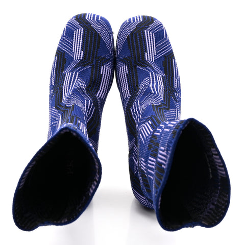 Jacquard Knit Platform Ankle Boots 38.5 Bluette Glicine