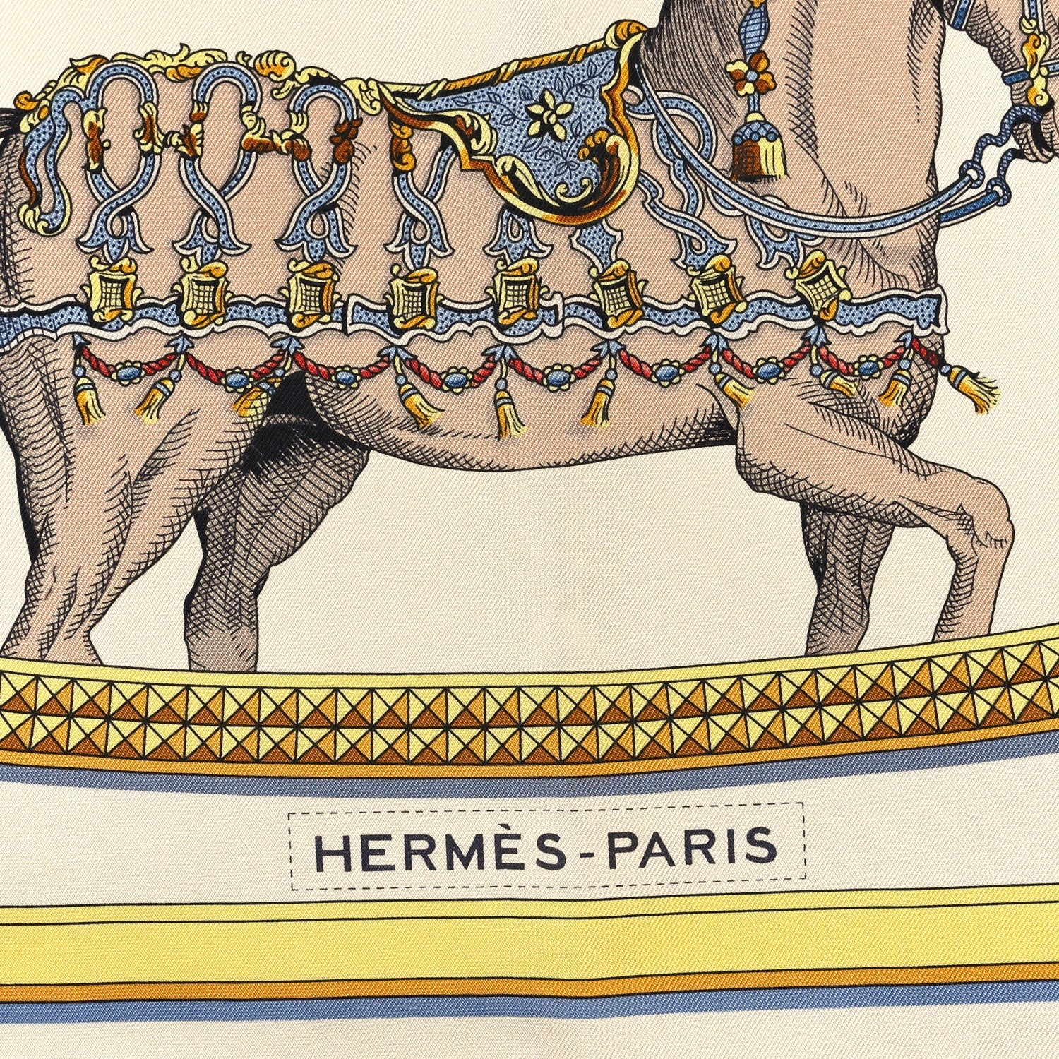 Hermes Silk Grand Apparat Forever Scarf 90 Creme Gold Multicolore 2 of 4