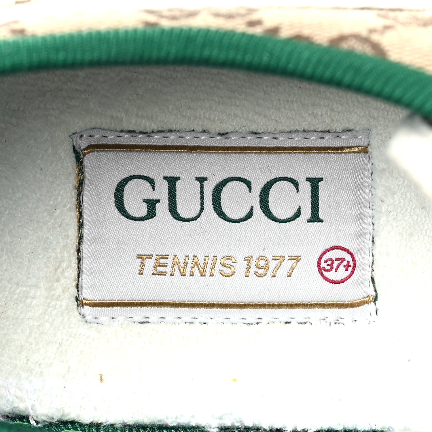 Gucci GG Monogram Web Womens 1977 Tennis Sneakers 37.5 Beige Ebony Mystic White 7 of 8