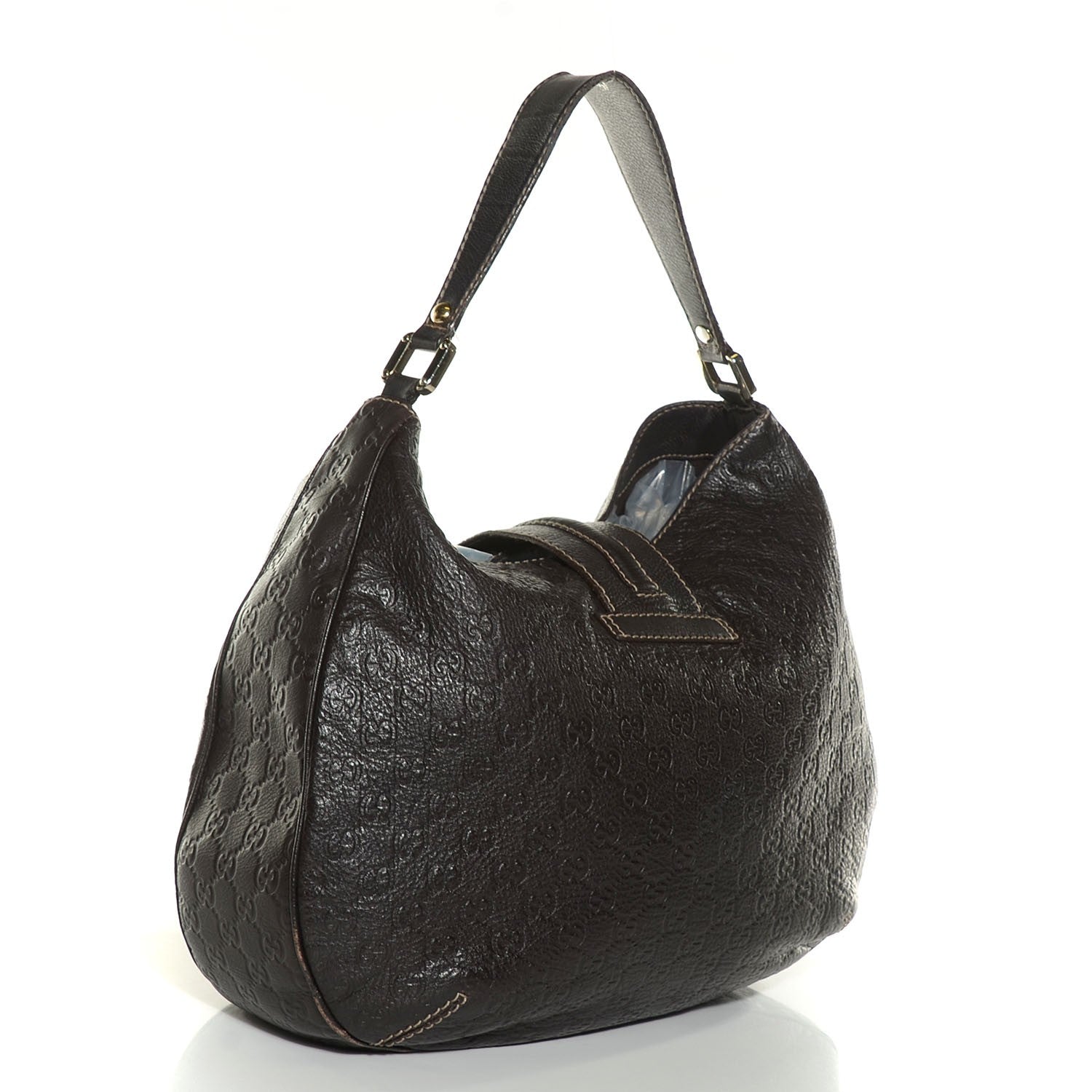 Gucci Guccissima Large New Ladies Web Hobo Dark Brown 3 of 10