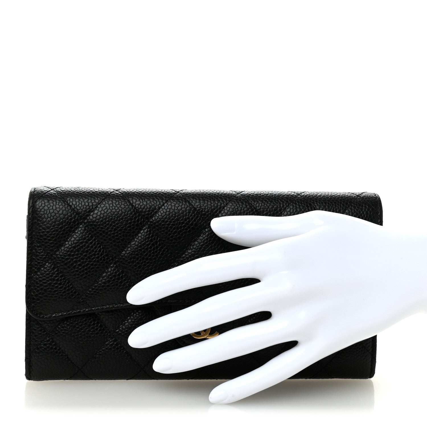 Chanel Caviar Quilted Large Gusset Flap Wallet Black 2 of 8