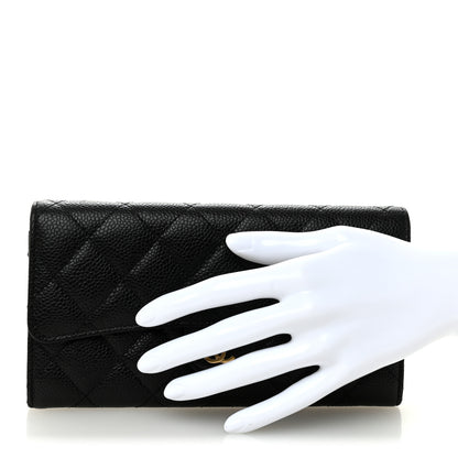 Chanel Caviar Quilted Large Gusset Flap Wallet Black 2 of 8