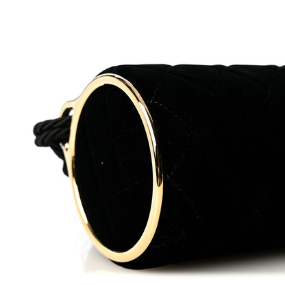 Chanel Velvet Quilted Clutch With Strap Black 9 of 10