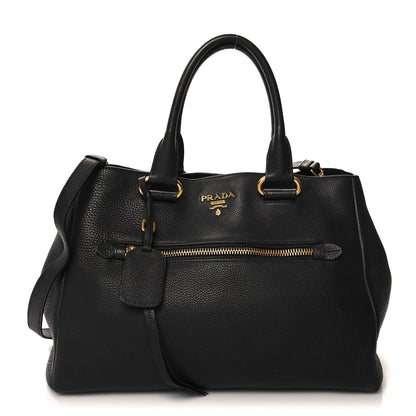 Prada Vitello Daino Shopping Satchel Black 1 of 15