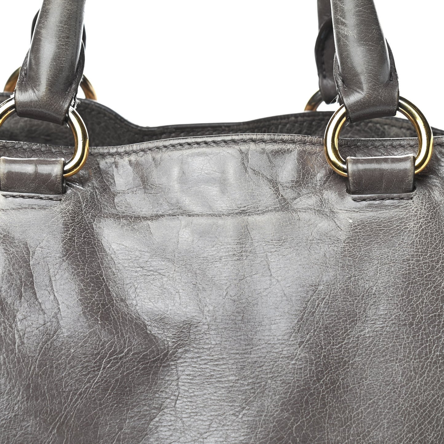 Vitello Shine Top Handle Bag Fumo