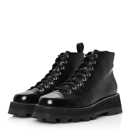 Jimmy Choo Calfskin Crystal Embellished Colby Combat Boots 39.5 Black 4 of 13