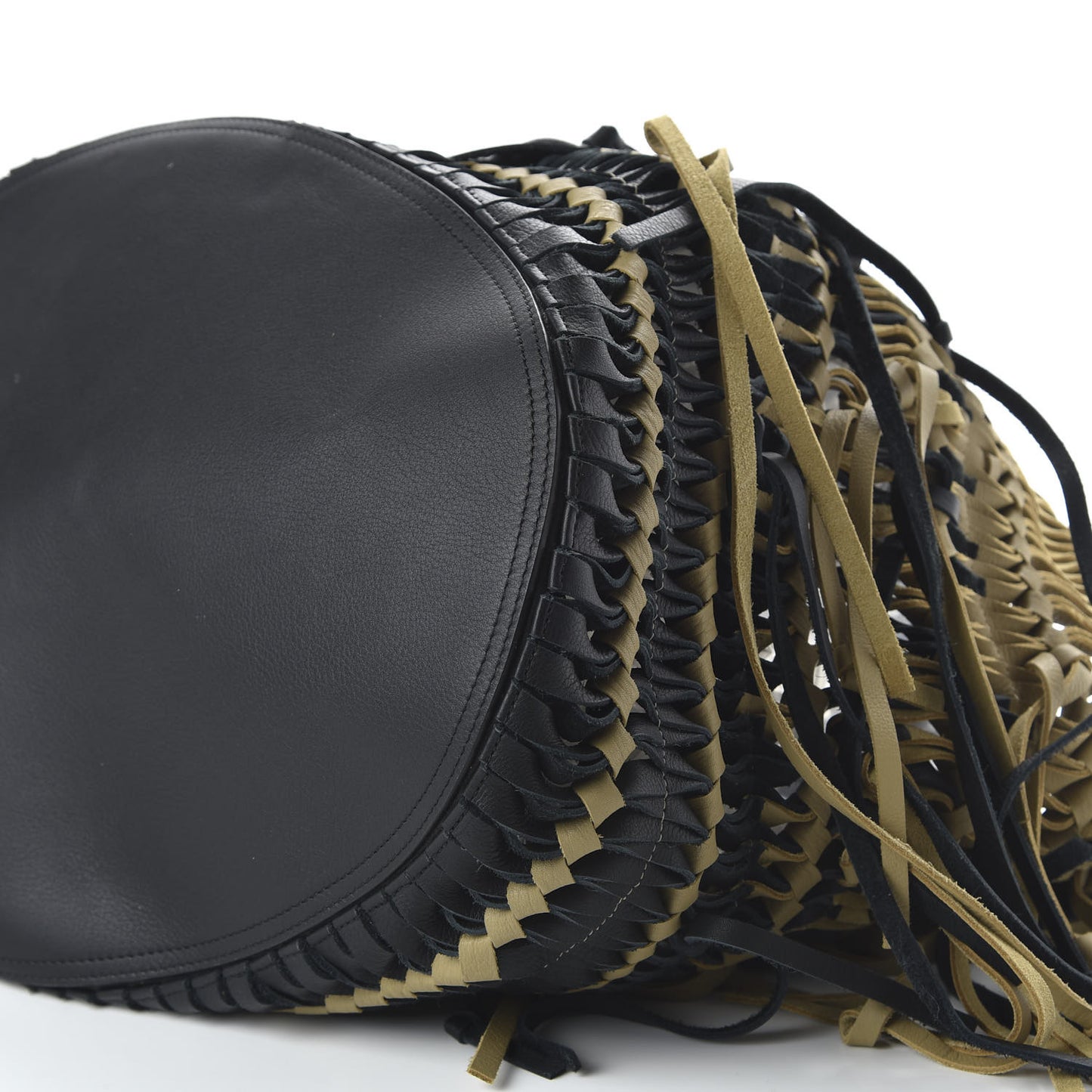 Calfskin Woven Tote Bag Gold Black
