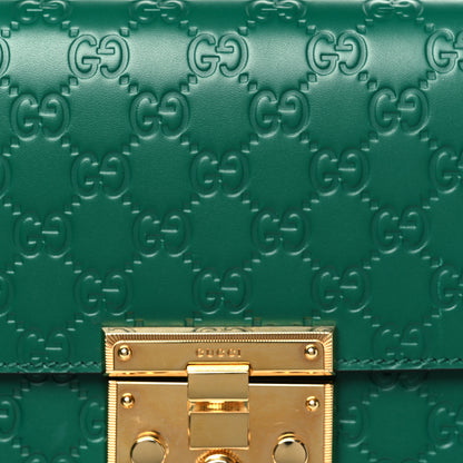 Gucci Guccissima Signature Medium Padlock Top Handle Bag Emerald 5 of 10