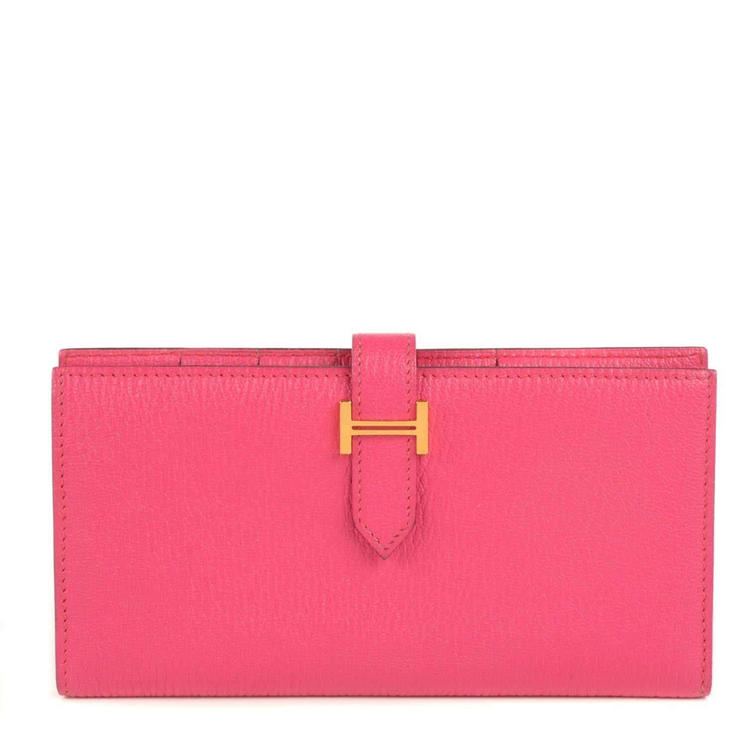 Hermes Chevre Mysore Bearn Gusset Wallet Fuchsia 1 of 13