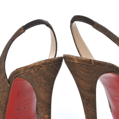 Christian Louboutin Cork Bianca 140 Slingback Pumps 39.5 Brown 13 of 17