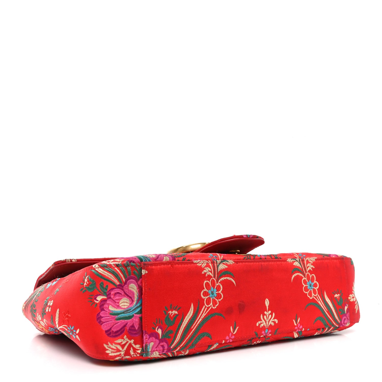 Gucci Jacquard Matelasse Floral Medium GG Marmont Shoulder Bag Red 4 of 13