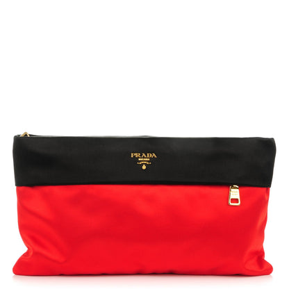Prada Satin Evening Clutch Fuoco Black 1 of 8