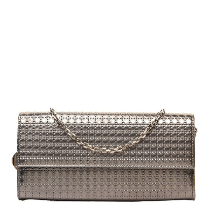 Christian Dior Metallic Patent Micro-Cannage Lady Dior Croisiere Chain Wallet Champagne 1 of 11