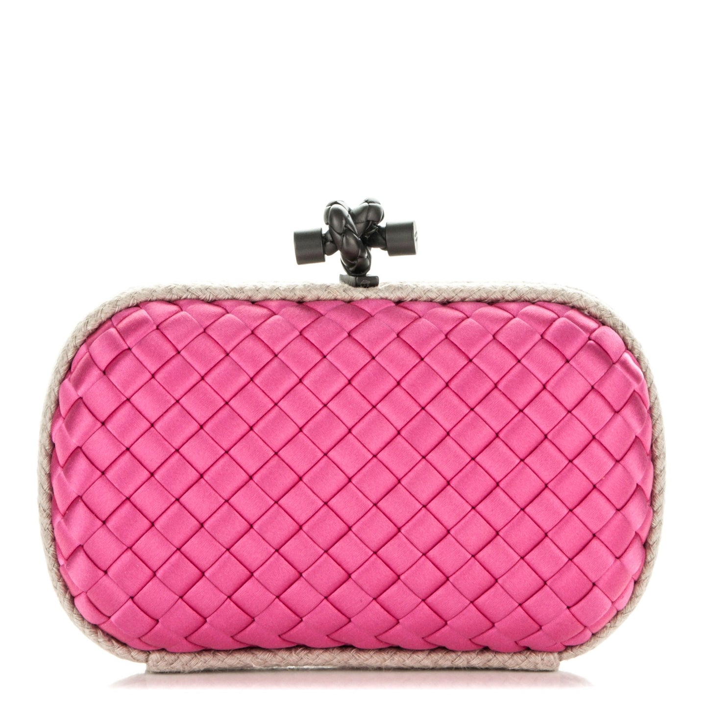 Satin Intreccio Impero Knot Clutch Rosa Shock