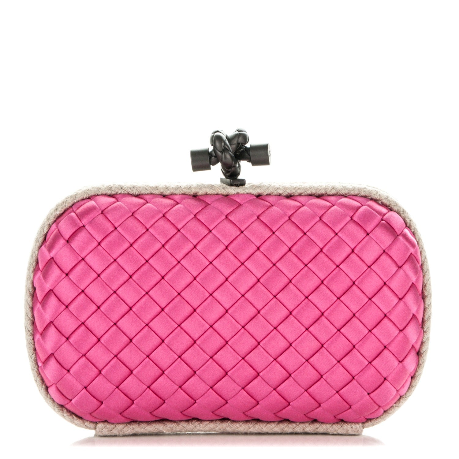 Bottega Veneta Satin Intreccio Impero Knot Clutch Rosa Shock 1 of 6