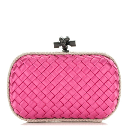 Bottega Veneta Satin Intreccio Impero Knot Clutch Rosa Shock 1 of 6
