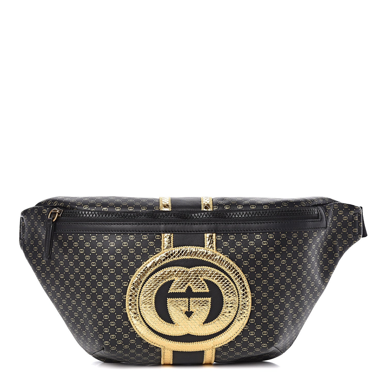 Gucci X DAPPER DAN Calfskin Laminated Ayers GG Micro Monogram Mens Belt Bag Black 1 of 12
