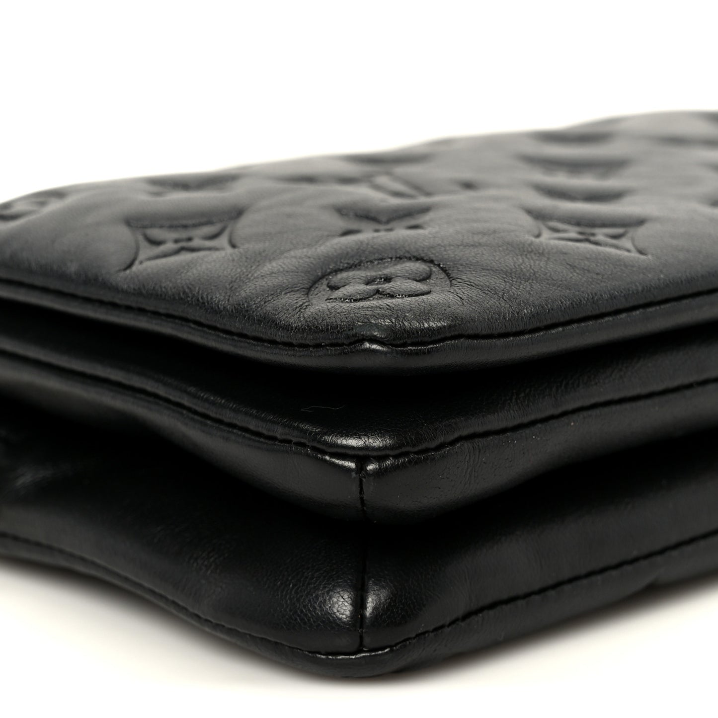 Lambskin Embossed Monogram Pochette Coussin Black