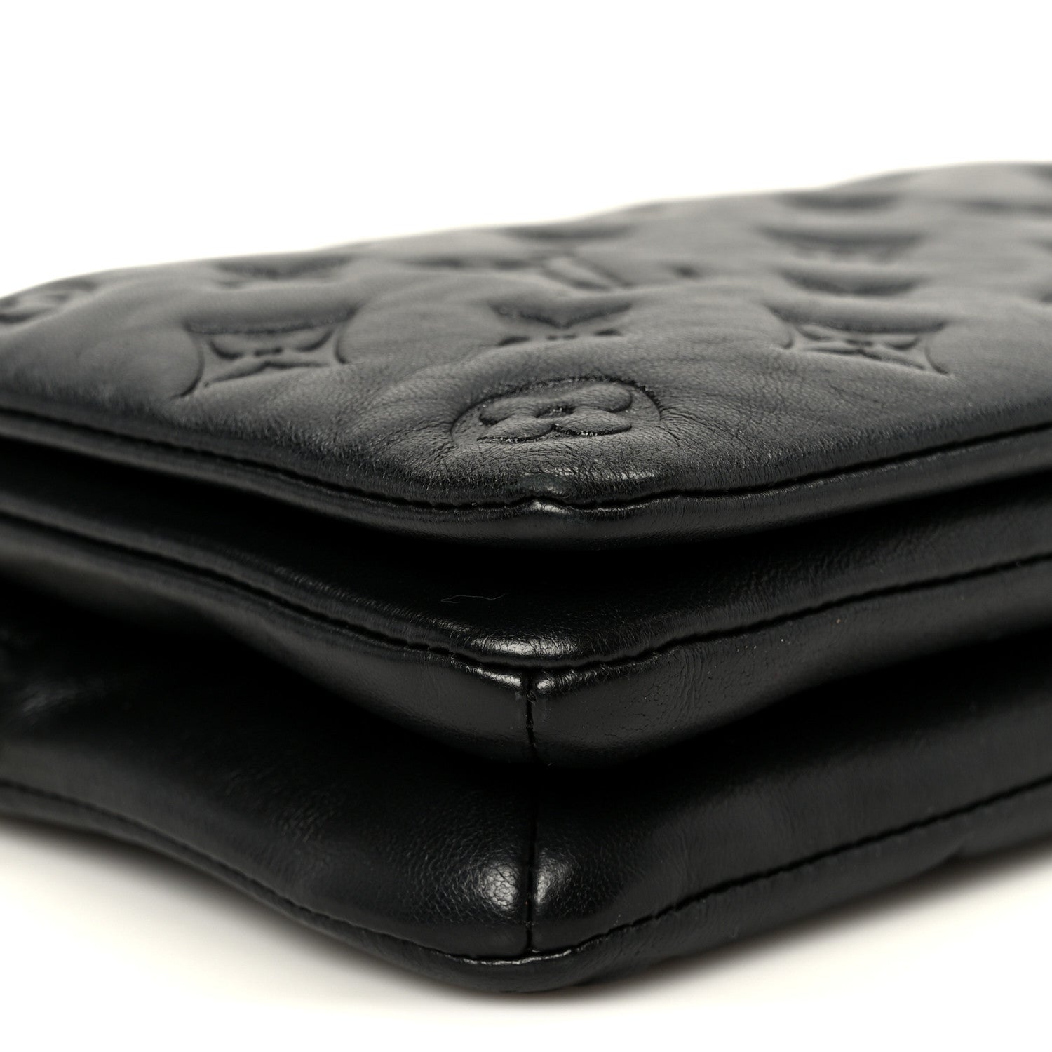 Louis Vuitton Lambskin Embossed Monogram Pochette Coussin Black 10 of 11