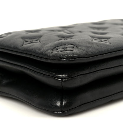 Louis Vuitton Lambskin Embossed Monogram Pochette Coussin Black 10 of 11