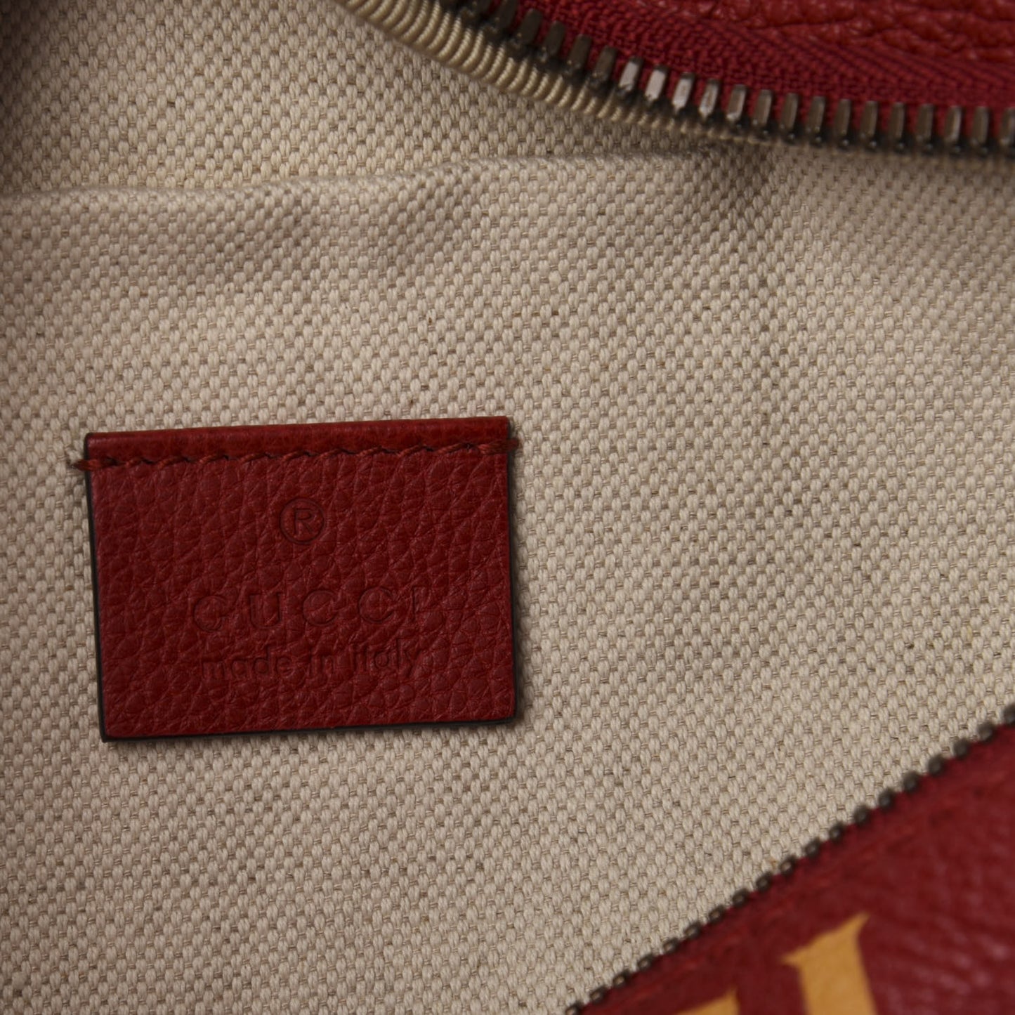 Grained Calfskin Logo Belt Bag Hibiscus Red