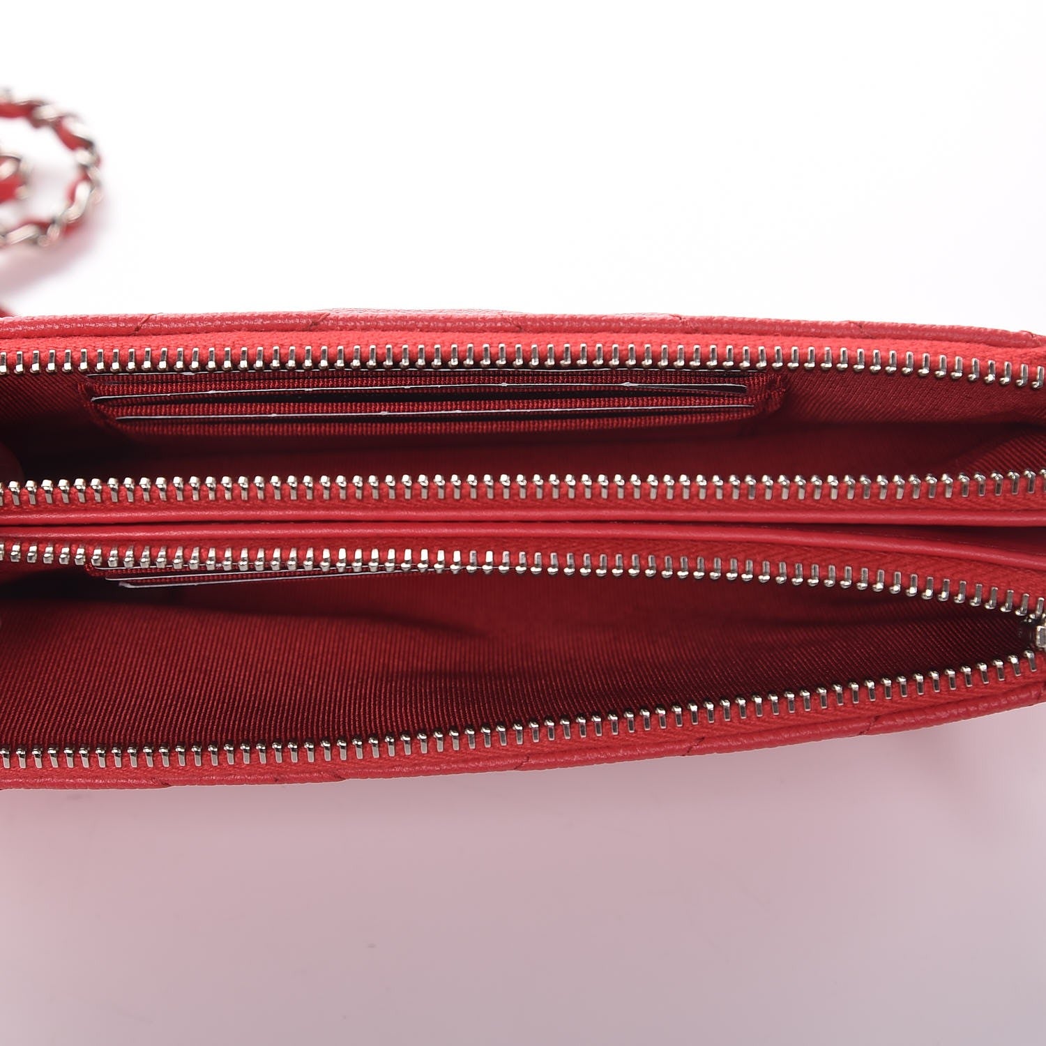 Chanel Caviar Chevron Quilted Small Clutch With Chain Light Red 5 of 12