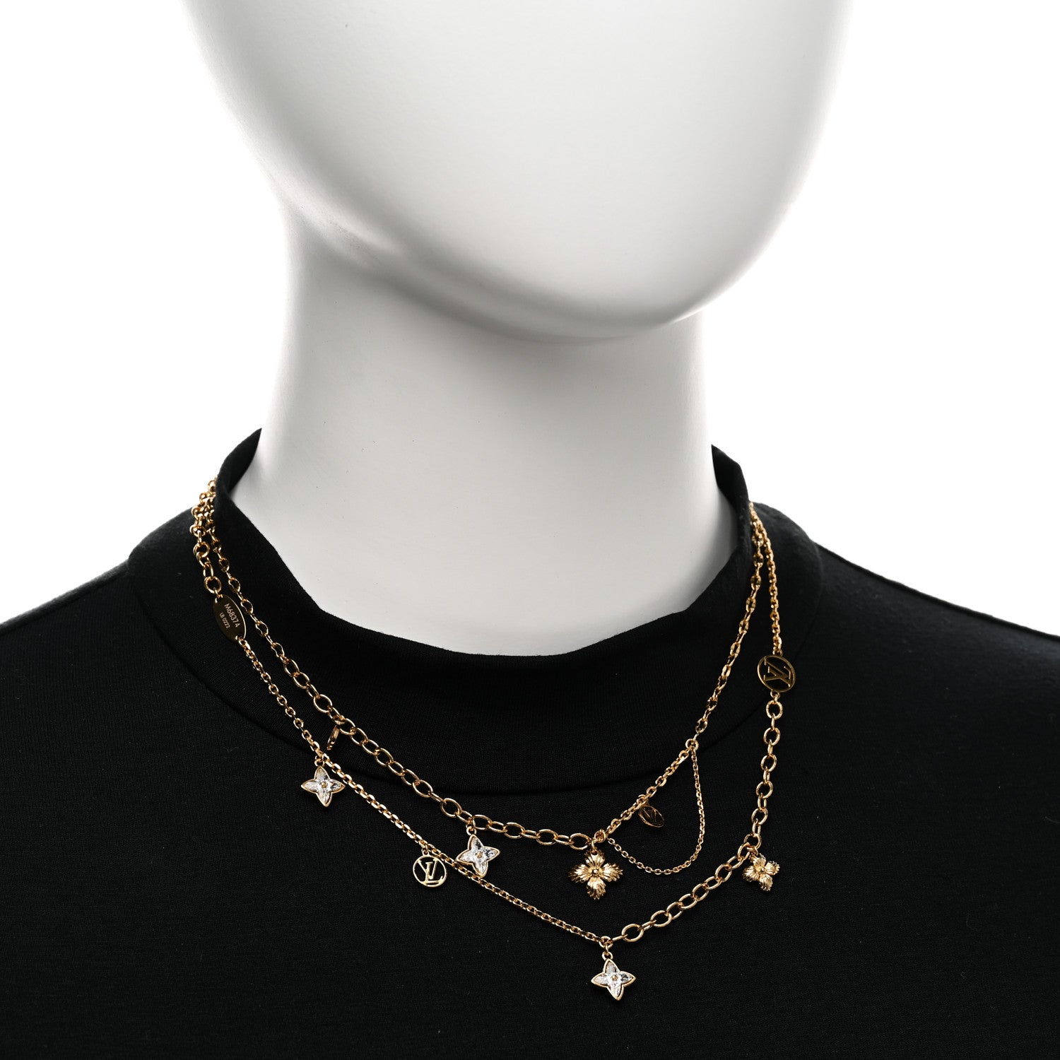 Louis Vuitton Metal Blooming Strass Necklace Gold 2 of 7